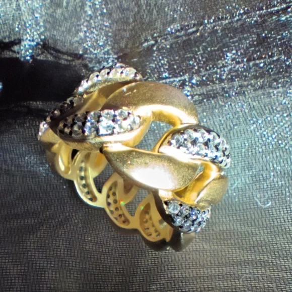 Freida Rothman Gold & Diamond Women's Ring - Paived Iced - Size 8 - New in Box - Picture 3 of 16